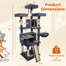 65 Inch Tall Multi-level Cat Tree with 3 Upholstered Perch and 2 Cat Condos by LJGDeals