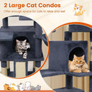 65 Inch Tall Multi-level Cat Tree with 3 Upholstered Perch and 2 Cat Condos by LJGDeals