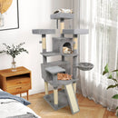 65 Inch Tall Multi-level Cat Tree with 3 Upholstered Perch and 2 Cat Condos by LJGDeals