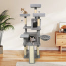 65 Inch Tall Multi-level Cat Tree with 3 Upholstered Perch and 2 Cat Condos by LJGDeals