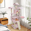 65 Inch Tall Multi-level Cat Tree with 3 Upholstered Perch and 2 Cat Condos by LJGDeals