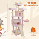 65 Inch Tall Multi-level Cat Tree with 3 Upholstered Perch and 2 Cat Condos by LJGDeals