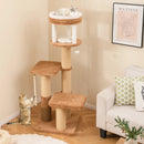 65 Inches Tall Cat Tree with Self-groomer and Removable Cat Bed-Coffee by LJGDeals