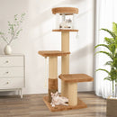 65 Inches Tall Cat Tree with Self-groomer and Removable Cat Bed-Coffee by LJGDeals