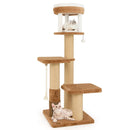 65 Inches Tall Cat Tree with Self-groomer and Removable Cat Bed-Coffee by LJGDeals