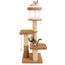 65 Inches Tall Cat Tree with Self-groomer and Removable Cat Bed-Coffee by LJGDeals