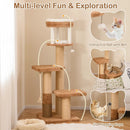 65 Inches Tall Cat Tree with Self-groomer and Removable Cat Bed-Coffee by LJGDeals
