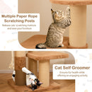 65 Inches Tall Cat Tree with Self-groomer and Removable Cat Bed-Coffee by LJGDeals