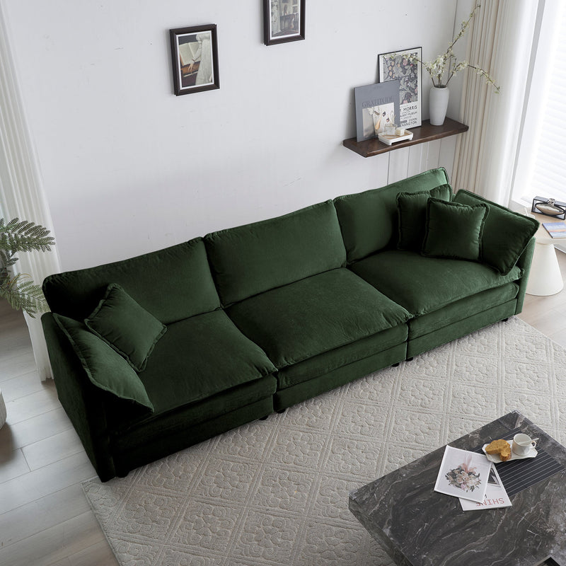 Walker Edison | Chenille Modular Cloud Couch with L-Shaped Sectional and Ottoman