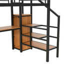Loft Bed With Desk, Storage Staircase, Small Wardrobe And LED Light by HouseOfZazla