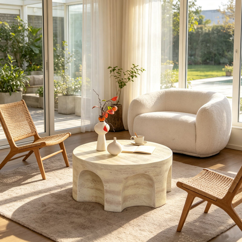 Mgo Modern Minimalist Round Accent Coffee Table, photo 2 of 10