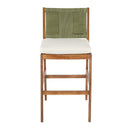4 Pieces Arly Green Outdoor Bar Stool Solid Acacia Wood and Woven Wicker by Montret
