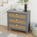 3 Drawer Cabinet, Natural Rattan, American Furniture