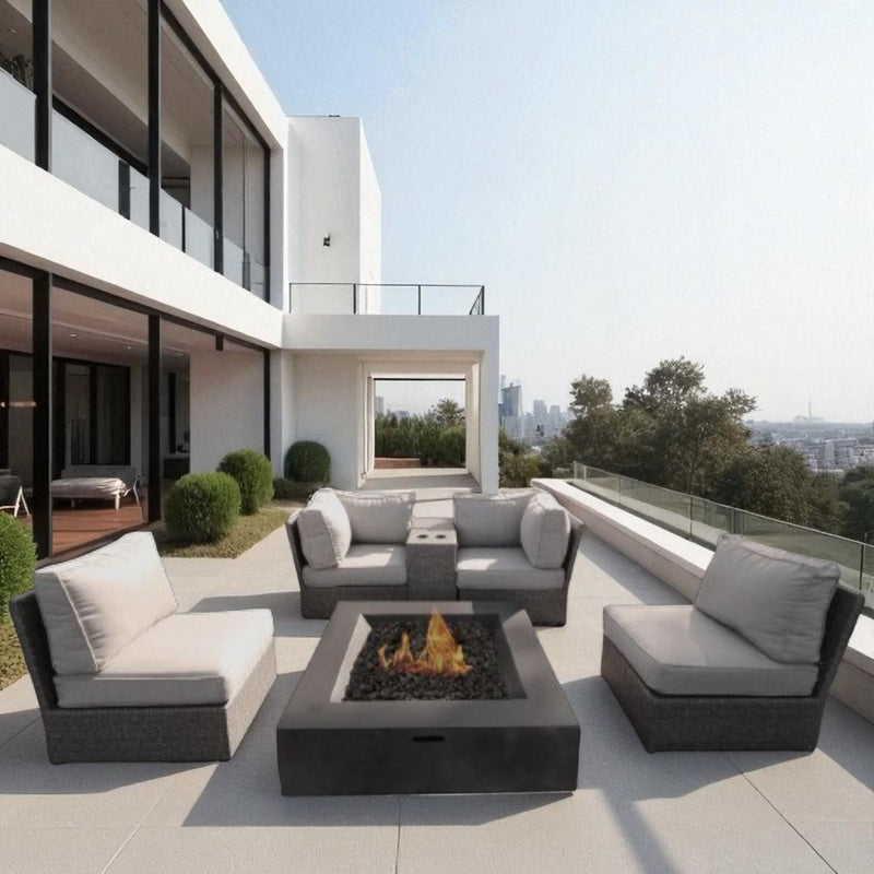 Patio Conversation Set & Cushions, Seats 4 - Gray Mix, photo 4 of 7