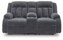 Observation - Double Reclining Power Loveseat With Console - Steel