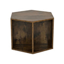 23.62" Hexagonal Coffee Table Side Table Nightstand Antique Wood