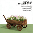 Small Wheelbarrow Wagon Flower Cart Wooden Mobile Garden Planter