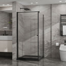 Corner Shower Enclosure with Frameless Pivot Door - Black by HouseOfZazla