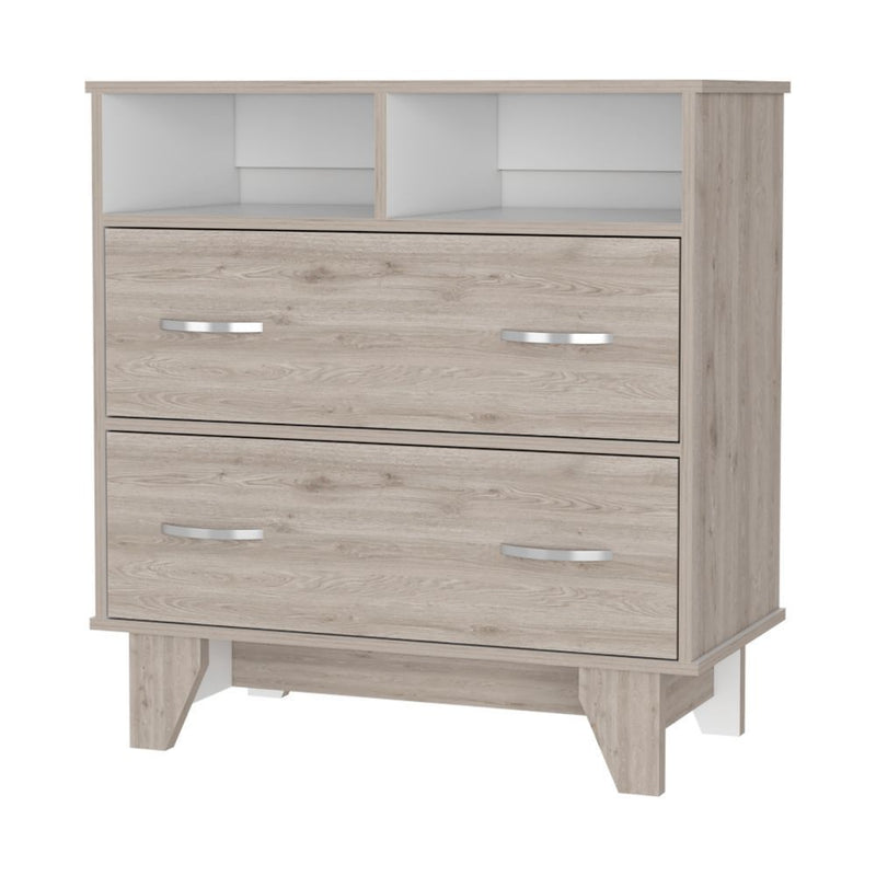 Aaron 2-Drawer 2-Shelf Dresser Light Gray