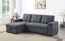 Toby - Woven Fabric Reversible Sleeper Sectional Sofa With Storage Chaise Cup Holder Charging Ports And Pockets by HouseOfZazla