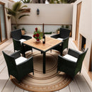 Outdoor Patio Wicker Dining Set With Acacia Wood Top by HouseOfZazla