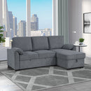 Rebecca - Sofa With Pull Out Bed, Storage Chaise, USB And Cup Holders - Dark Gray by HouseOfZazla