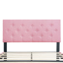 Modern Upholstered Platform Bed Frame With Button Tufted Fabric Headboard