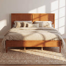 King Size Wood Platform Bed Frame with Classic Panel Headboard by HouseOfZazla