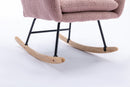 35.5 inch Rocking Chair, Soft Teddy Velvet Fabric Rocking Chair for Nursery, Comfy Wingback Glider Rocker with Safe Solid Wood Base for Living Room Bedroom Balcony (pink)