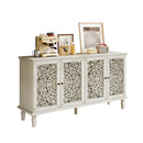 60" Antique Buffet Cabinet with Floral Carvings and Solid Wood Legs