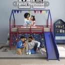 Jack - House Loft Bed With Slide And Curtain Set by HouseOfZazla