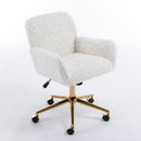 Office Chair, Artificial Rabbit Hair Home Office Chair With Metal Base, Adjustable Desk Chair Swivel Office Chair, Vanity Chair by Unique Piece Furniture