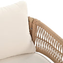 4-Piece Boho Rope Patio Furniture Set, Outdoor Furniture with Acacia Wood Table, Patio Conversation Set with Deep Seating & Thick Cushion for Backyard Porch Balcony, Beige