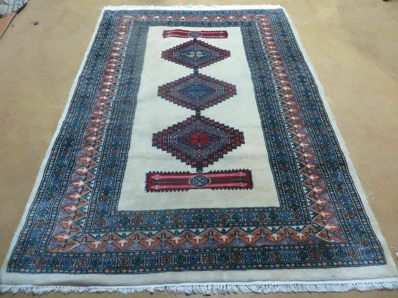 4' X 6' Vintage Handmade Bokhara Turkoman Pakistan Wool Rug Carpet Nice