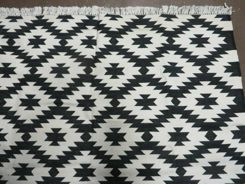 4' X 6' Hand Woven Wool Rug Contemporary Kilim Dhurrie Modern Oriental Area Rug