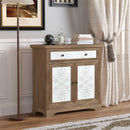 Rustic Vintage Accent Cabinet with Carved Floral Panels