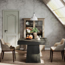 Square Dining Table For 4 With Thick Grain Top And Sturdy Pedestal Base - Gray by HouseOfZazla