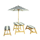 Naturally Playful Kids Picnic Table With Umbrella, Indoor / Outdoor Fun - Blue / White Stripes by Unique Piece Furniture