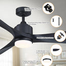66'' Misael Propeller Integrated Led Indoor Modern Black Ceiling Fan with Remote And Light Kit Included