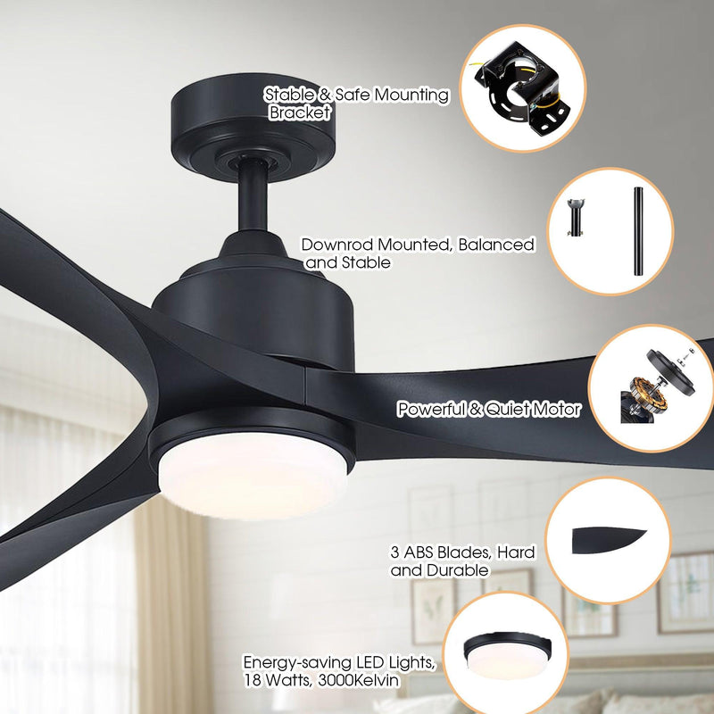66" Misael Propeller Industrial DC Motor Ceiling Fan with LED Lighting