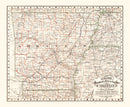 Vintage Railroad Map of Arkansas 1882