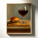 Burger and Bordeaux Still Life