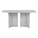 6-Piece Modern Style Dining Set with Faux Marble Table and 4 Upholstered Dining Chairs & 1 Bench (White)