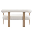 Round Armrest Loveseat (Beige + Natural) by HouseOfZazla