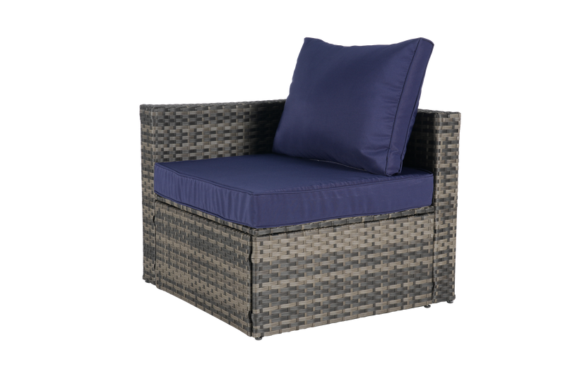 8 Piece Outdoor Patio Sofa Set, Sectional L- Shaped Patio Furniture Wicker Patio Conversation Set with Curved Sofa  Ottoman & Glass Top Table for Backyard Poolside