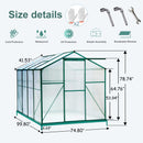 Polycarbonate Greenhouse - 6'x8' Heavy Duty Walk-in Plant Garden Greenhouse