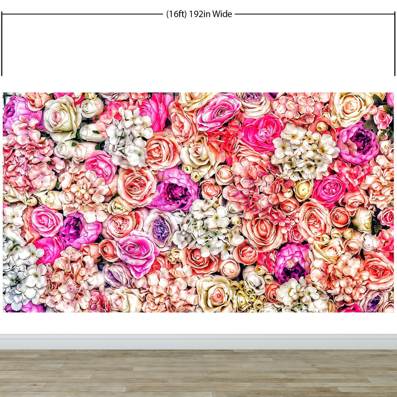 Vibrant Floral Bliss Wallpaper Mural - Colorful Roses and Flower Arrangements