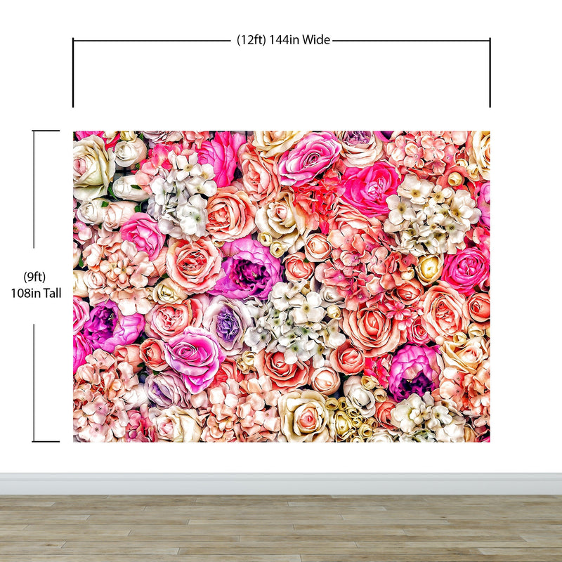 Vibrant Floral Bliss Wallpaper Mural - Colorful Roses and Flower Arrangements