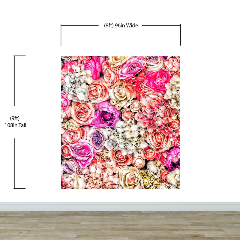 Vibrant Floral Bliss Wallpaper Mural - Colorful Roses and Flower Arrangements