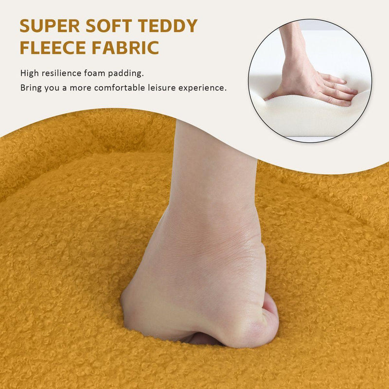 Teddy Fabric Rocking Chair, Modern Rocking Accent Chair for Nursery, Living Room, Bedroom, Yellow